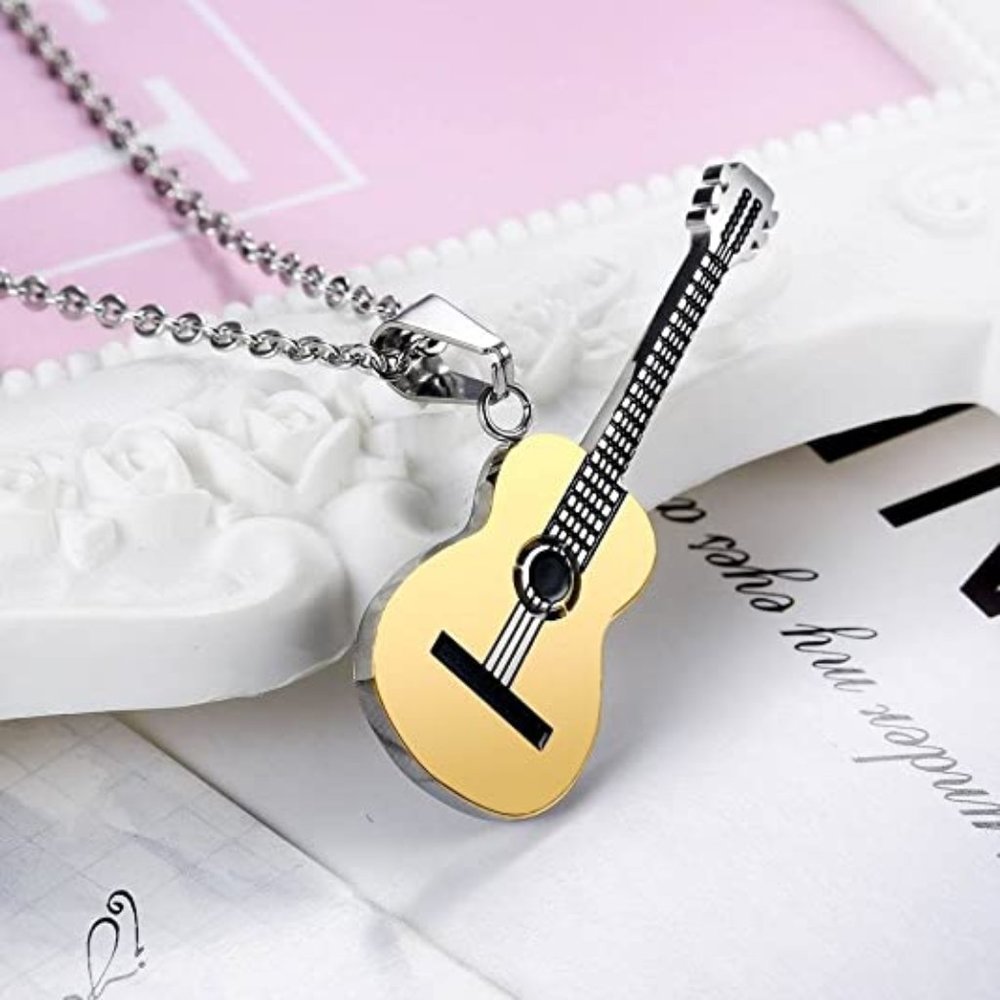 Gold Acoustic Guitar Necklace